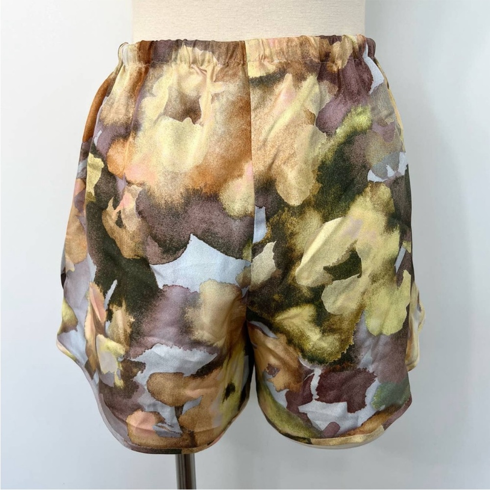 Nanushka Mary Watercolor Twill Silk Overlapping Side Seam Shorts SMALL NWT